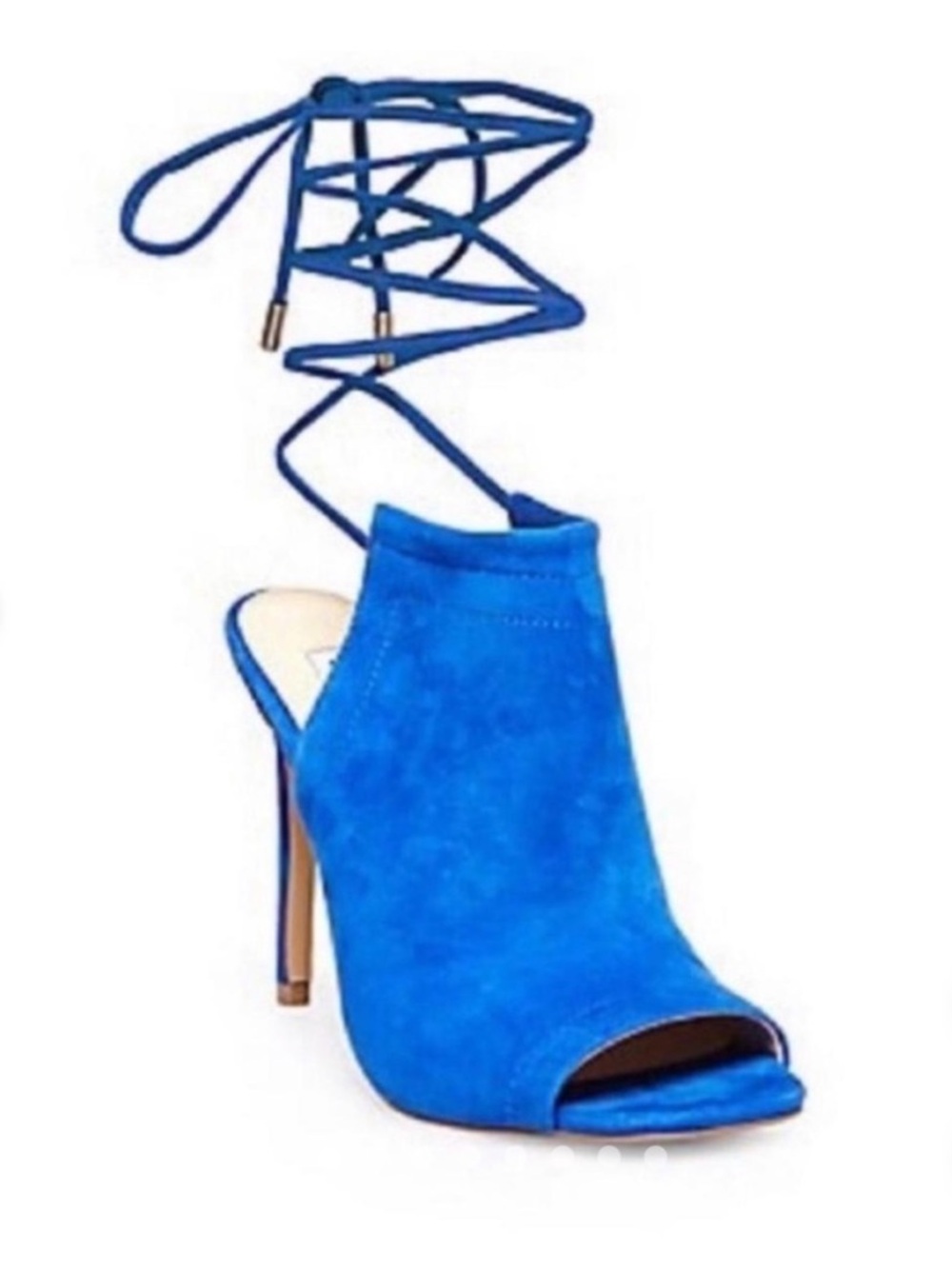 Steve Madden Sophie Blue Leather Lace-Up Peep Toe Heels Like New